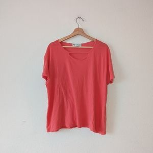Wildfox Coral Torn Cutout Basic Tee Shirt